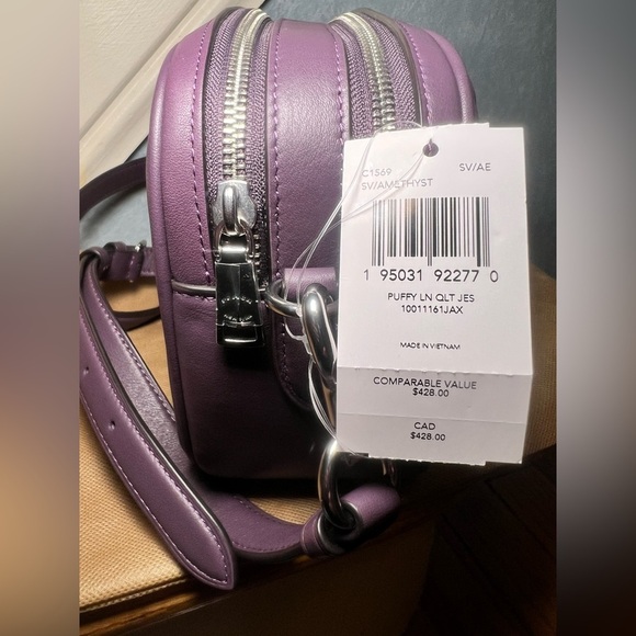 NWT Coach Jes Amethyst Crossbody Bag Dual Zip with Coach Charm - Picture 9 of 13
